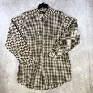 Wrangler Riggs Workwear Shirt Men Large Black Checked Long Sleeve Button Down